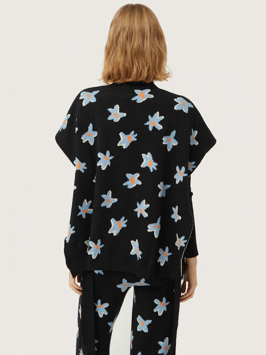 Compania Fantastica Damen Ärmellos Pullover Blumen Black