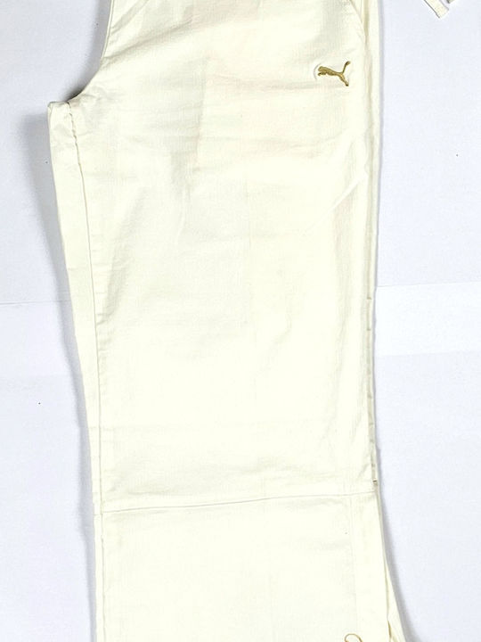 Dama Tesatura Capri Pantaloni Alb