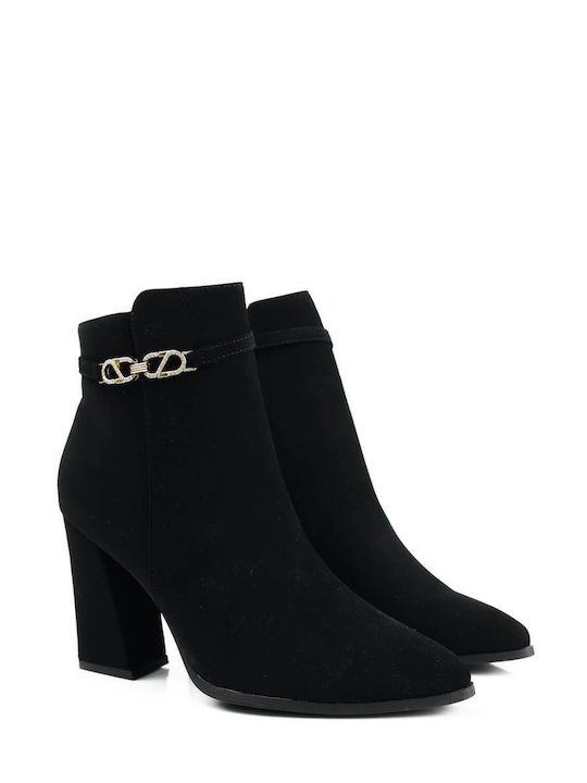 Black Ankle Boots with Discreet Decorative Heel