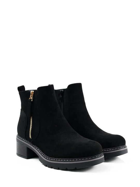 Black Suede Casual Style Ankle Boots