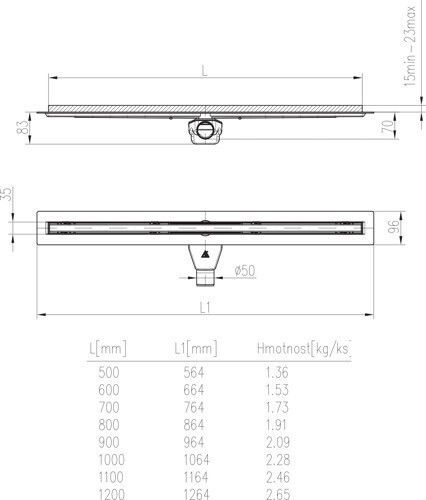 Chudej Stainless Steel Channel Floor with Length 70cm