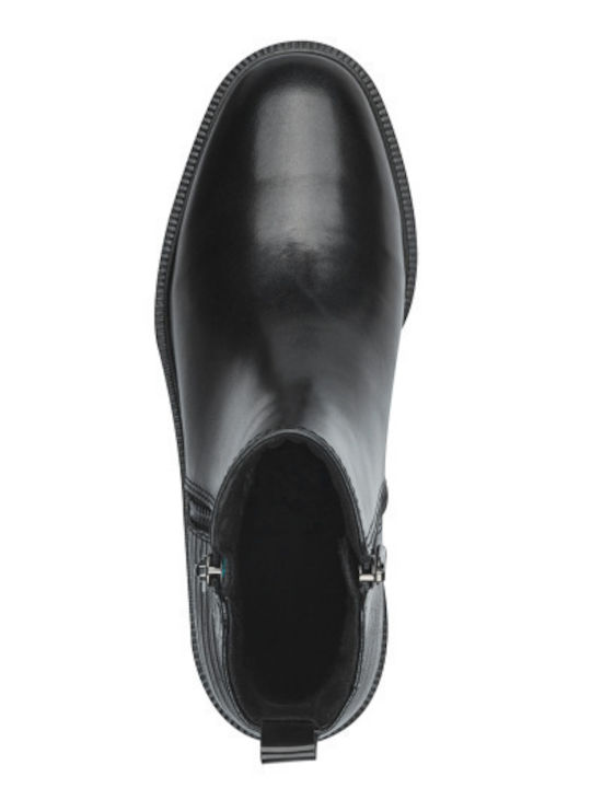 Leder Stiefeletten Damen Schwarz