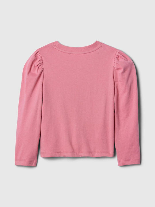 GAP Παιδική Μπλούζα Μακρυμάνικη elle pink Mix Match Puff Sleeve