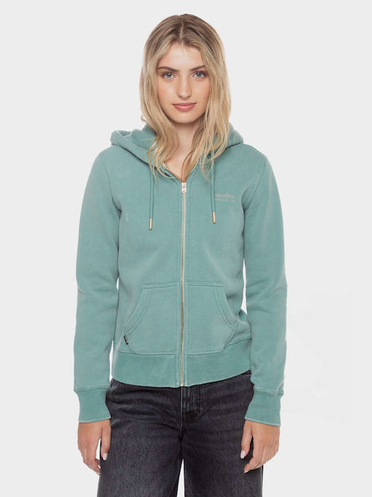 Superdry 'essential Logo Women's Hooded Cardigan Turquoise