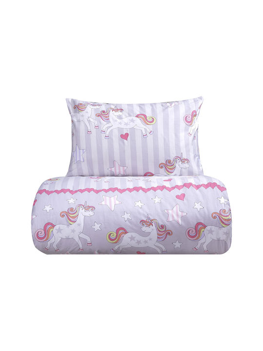 Lino Home Σετ Σεντόνια Μονά Βαμβακερά Lilac 170x260cm 2τμχ