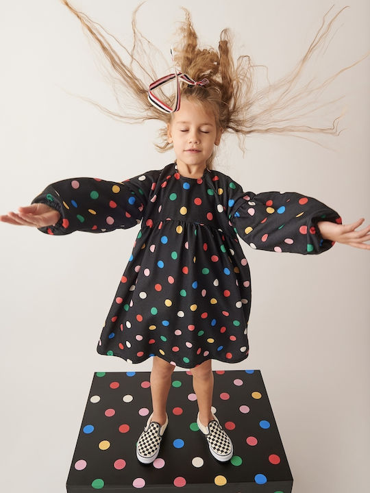 Two In A Castle Kids Dress Polka Dot black