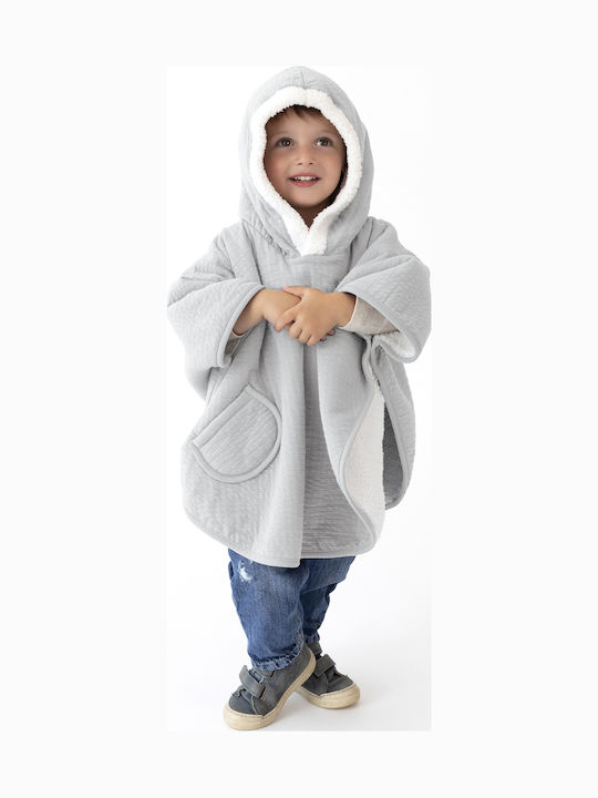 Παιδικό Casual Μπουφάν Κοντό με Κουκούλα Grey