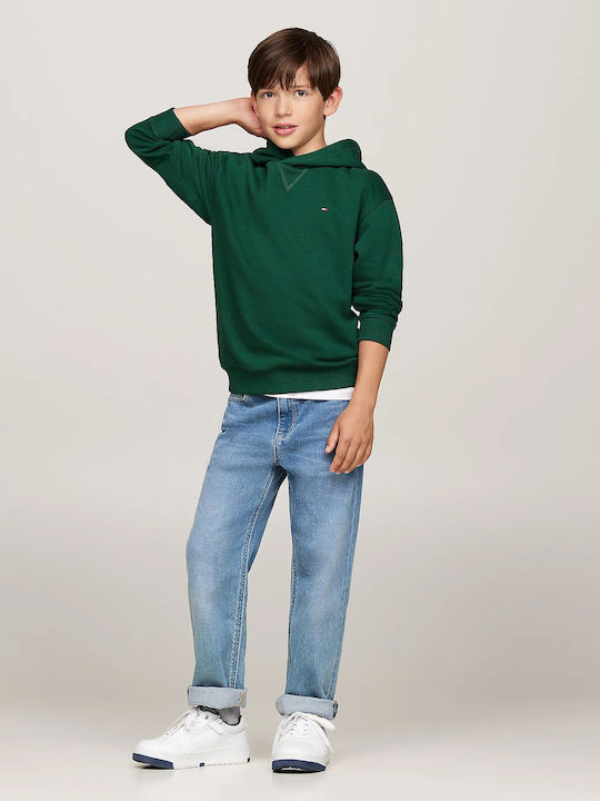 Kids Sweatshirt with Hood and Pockets Ornamental Green