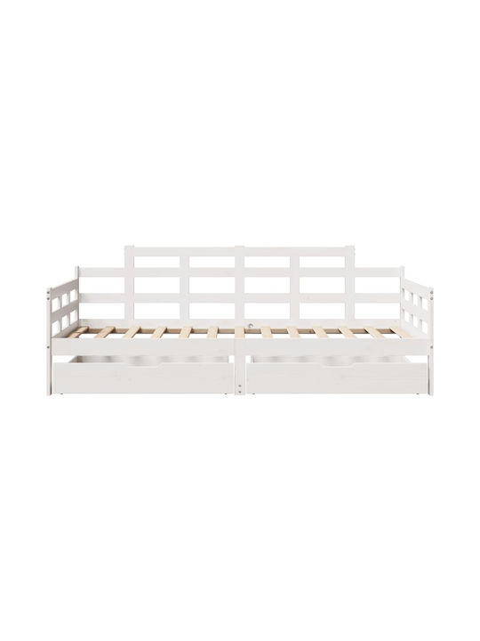 Kids Bed - Sofa Single with Storage Space Beige for Mattress 80x200cm