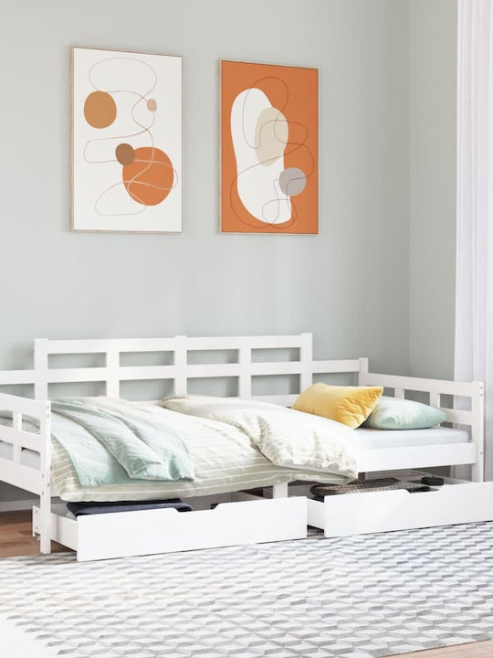 Kids Bed - Sofa Single with Storage Space Beige for Mattress 80x200cm