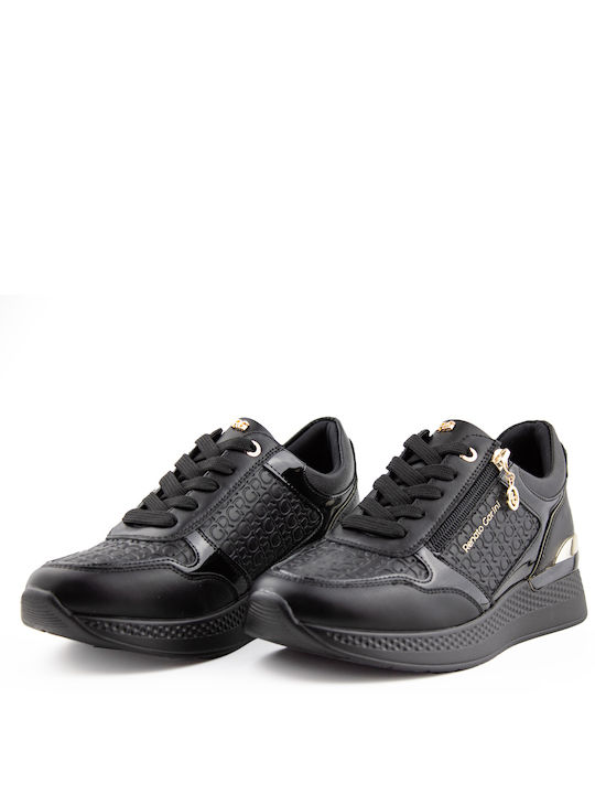 Renato Garini Damen Sneakers Black Stamp Lt Gold