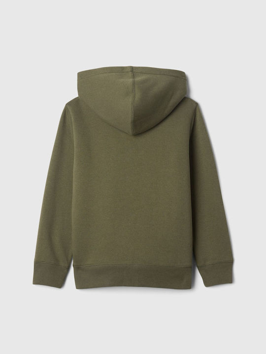 GAP Cardigan pentru copii din material frotirat cu glugă Olive Night