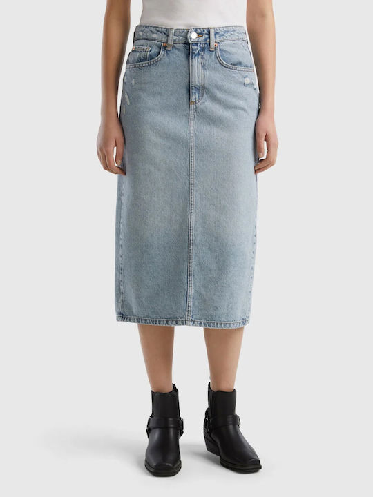 Benetton Denim Skirt in Light Blue color