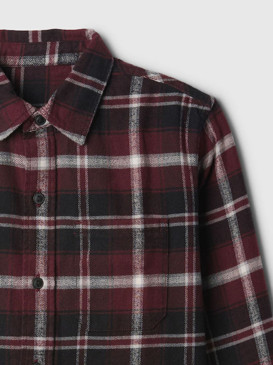 Παιδικό Καρό Πουκάμισο Μακρυμάνικο burgundy Flannel