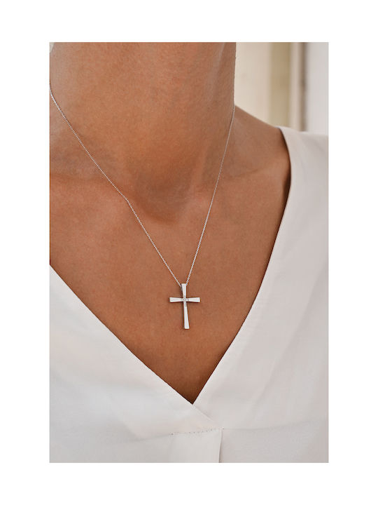 Kritsimis White Gold Cross 14K with Chain