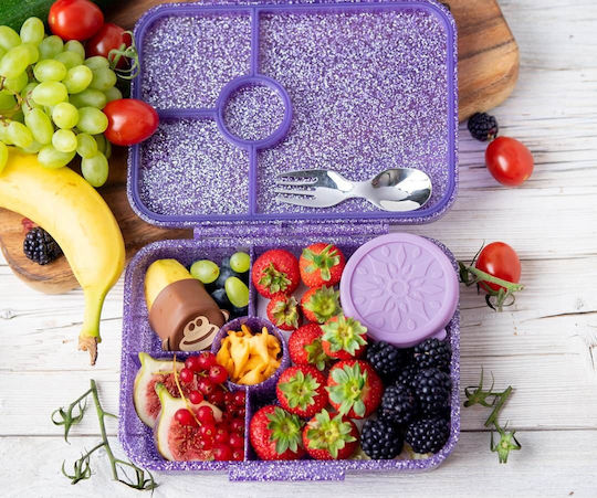 Lekkabox Glamour Φαγητοδοχείο Tritan 4 Χωρίσματα Purple