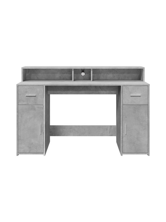 Birou Din Lemn Gri cu LED și USB cu Dimensiuni 140x55x91cm