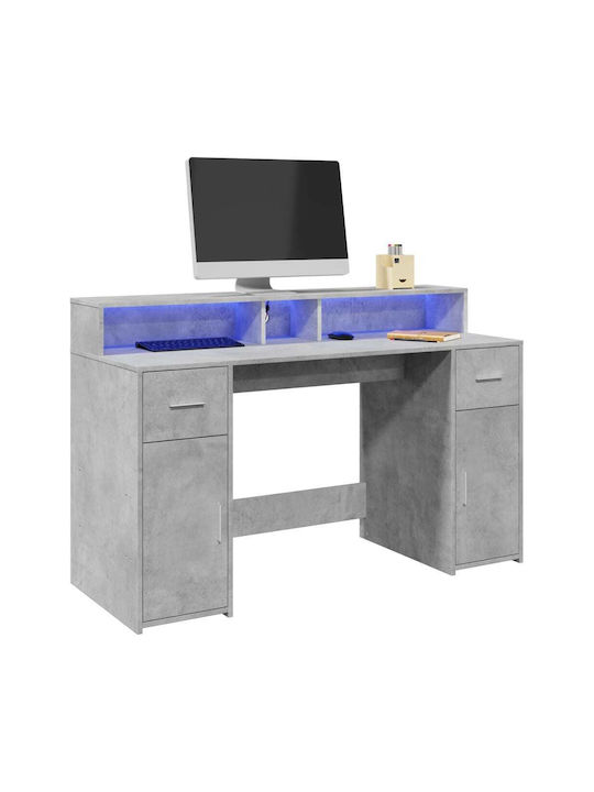Birou Din Lemn Gri cu LED și USB cu Dimensiuni 140x55x91cm