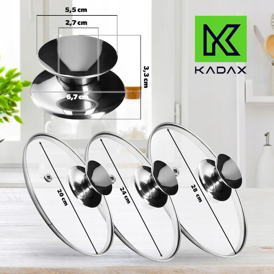 Kadax Glass Lid for Pot 28cm 3 Pieces