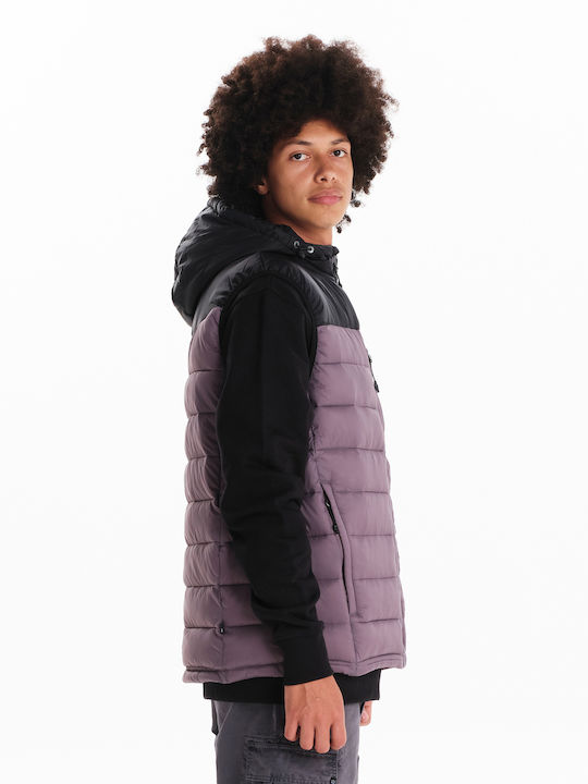 Sleeveless Winter Jacket Puffer Waterproof and Windproof Purple