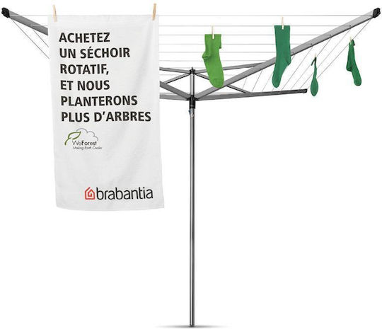 Brabantia Essential Folding Floor Clothes Drying Rack for Garden Metallic with 50m Hanging Length