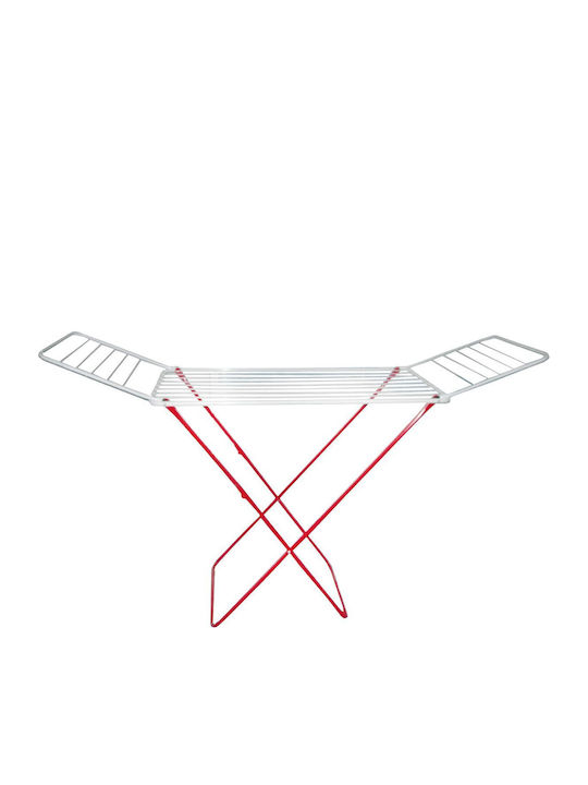 Gimi Jolly Metallic Folding Floor Clothes Drying Rack Silver-Red with Hanging Length 18m