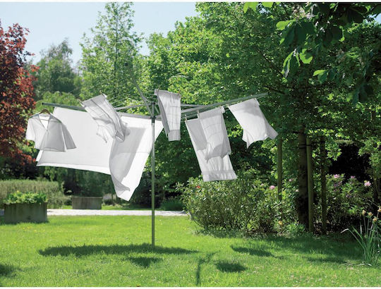 Brabantia Essential Folding Floor Clothes Drying Rack for Garden Metallic with 50m Hanging Length