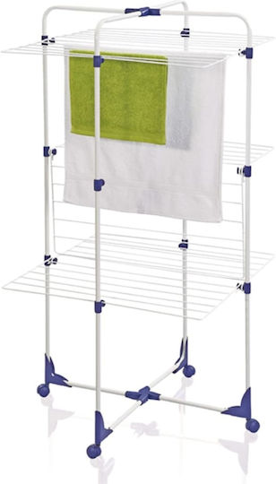Leifheit Tower 270 Folding Floor Clothes Drying Rack made of Aluminum with Wheels with Hanging Length 27m
