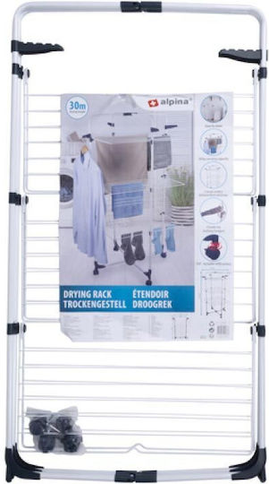 Lifetime Clean Klappbarer Boden-Kleiderständer Metallisch mit Rädern mit Aufhängelänge 30m