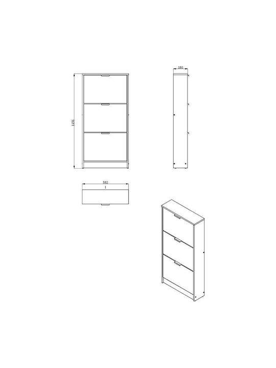 Ξύλινη Παπουτσοθήκη Base 14 με 4 Ράφια Sonoma Μ58xΠ18xΥ155.5cm