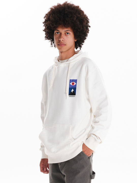 Emerson Herren Sweatshirt mit Kapuze und Taschen Off White