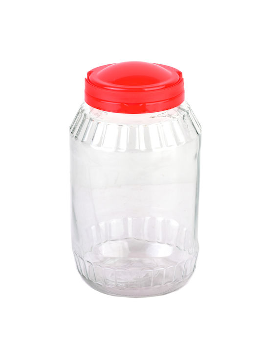 Mondex Set 6 Pieces Glass Transparent Sugar Jars with Lid Capacity 3100ml