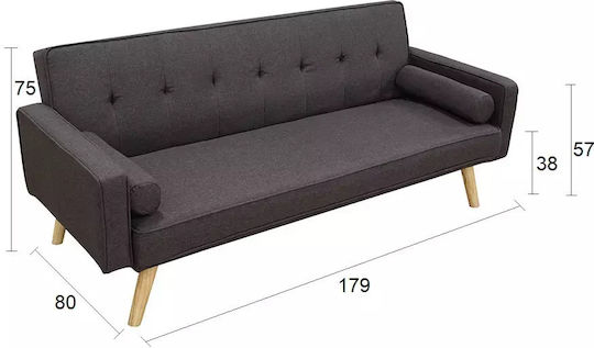Rony Τριθέσιος Καναπές Κρεβάτι Brown/grey 179x80x75εκ.