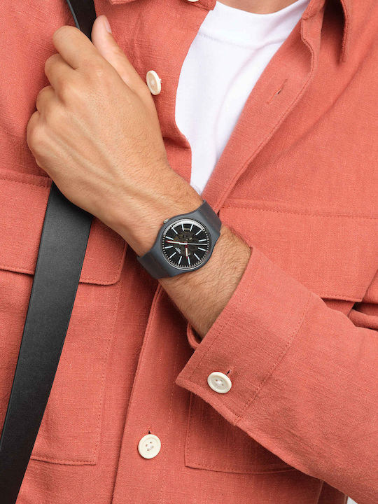 Swatch Coblestone Street Ρολόι Μπαταρίας με Καουτσούκ Λουράκι