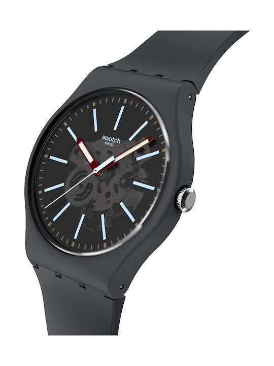 Swatch Coblestone Street Men's Watch 41mm Battery with Gray Rubber Strap