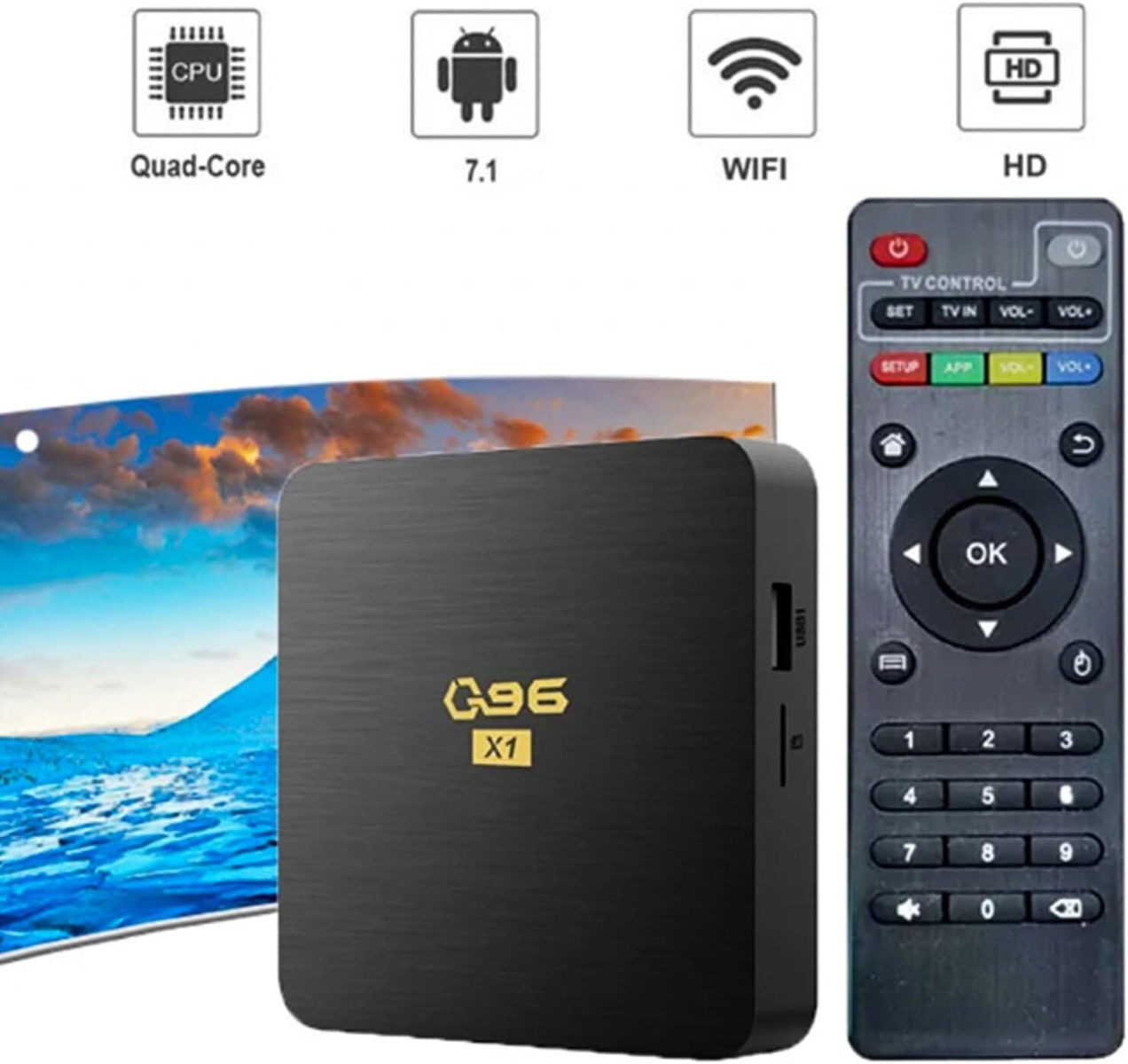 TV Box Q96 X1 546897 with WiFi USB 2.0 1GB RAM and 8GB Storage