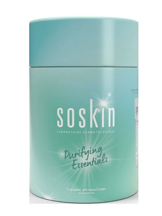 Soskin Промо Комплект за Пречистване Основни Продукти Нежен Пречистващ Почистващ Гел 60мл & Матиращ Пречистващ Хидратант 60мл & Слънцезащитен Крем Много Висока Защита Флуидна Текстура 30мл