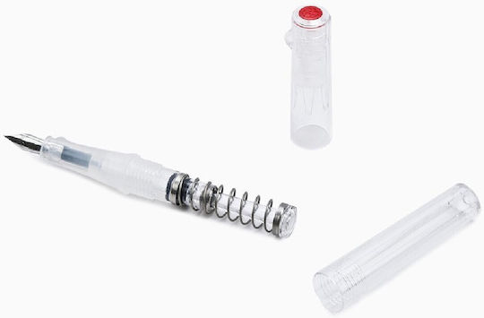 Twsbi Go Spring Load Mechanism Peniță de Caligrafie Fine Transparent cu Roșu Cerneală