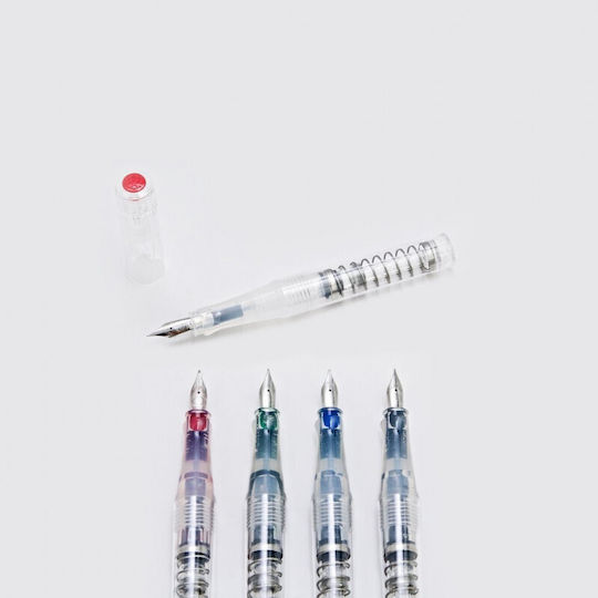 Twsbi Go Spring Load Mechanism Peniță de Caligrafie Fine Transparent cu Roșu Cerneală