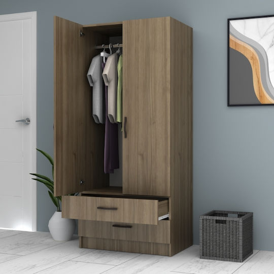 Double Door Wardrobe Ricardo Walnut 80x51.8x181cm