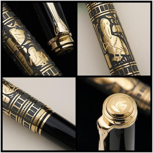 Pelikan Toledo M900 Πένα Γραφής με Φτερό Extra Fine Χρυσή από Ατσάλι με Μαύρο Μελάνι