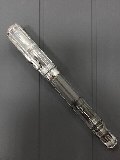 Twsbi Piston Filling Calligraphy Broad Transparent Fountain Pen With Red Ink