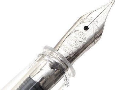 Twsbi Piston Filling Calligraphy Broad Transparent Fountain Pen With Red Ink