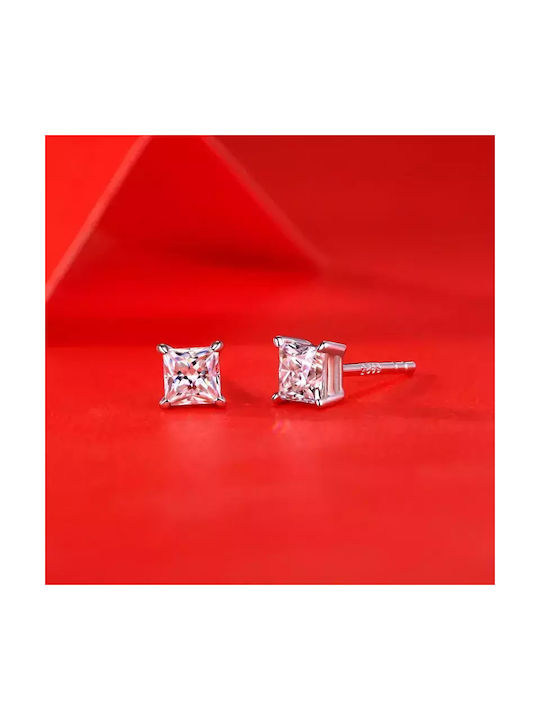 Earrings Square Moissanite 18k Gold Plated White 925