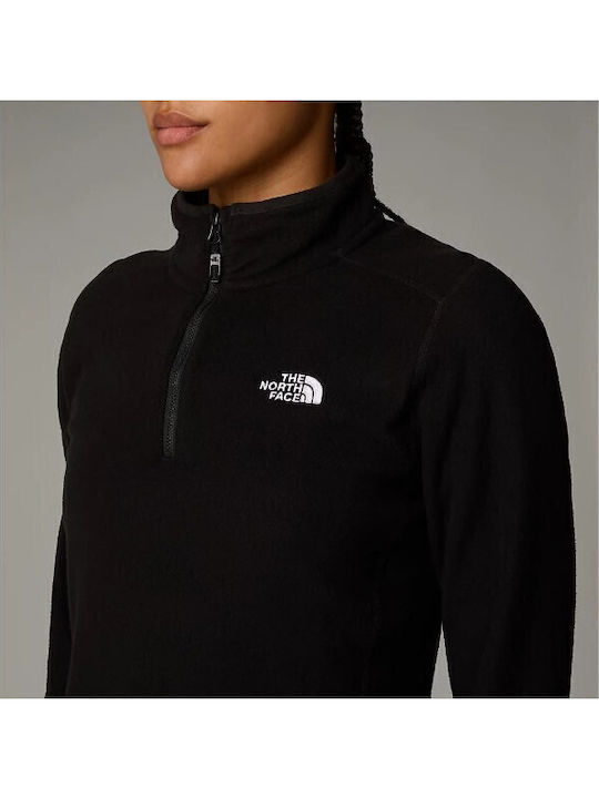 Winter Women's Fleece Blouse Long Sleeve with Zipper Black