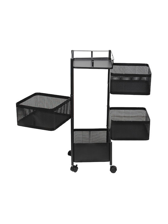 Keskor Metal Kitchen Trolley 4 Tiers Black 27x27x78cm