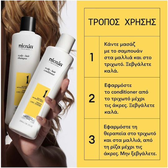 Nioxin Promo Scalp & Hair System 1 Φυσικά Μαλλιά Ελαφριά Αραίωση Shampoo 300ml & Conditioner 300ml & Treatment Serum 100ml