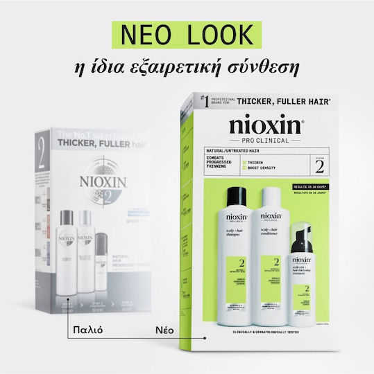 Nioxin Promo Scalp & Hair System 2 Natural Hair Progressive Thinning Shampoo 300ml & Conditioner 300ml & Treatment Serum 100ml