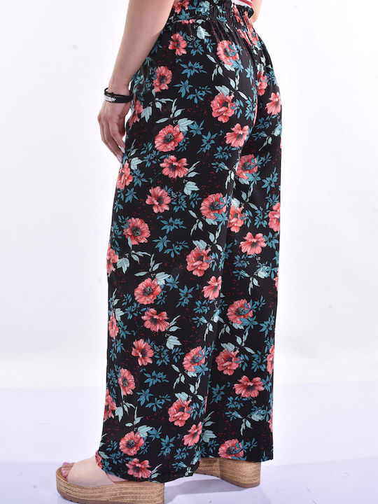 Raiden Damen Stoff Palazzo-Hose Blumen black