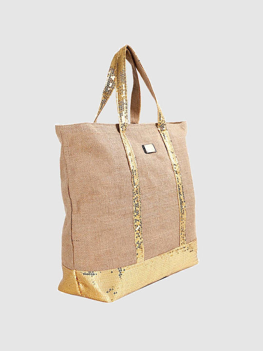 Achilleas Accessories Straw Beach Bag Beige